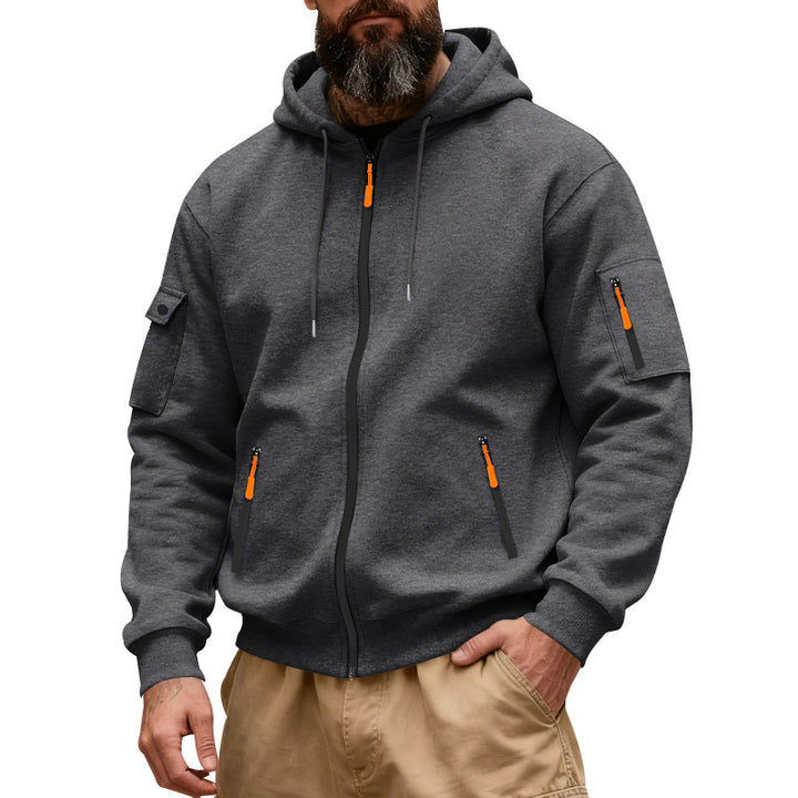 Men's functional hoodie sweat jacket with full zip and arm pocket StylebySassy