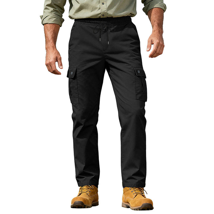 Men's robust leisure cargo pants with elastic waistband drawstring and multiple pockets StylebySassy