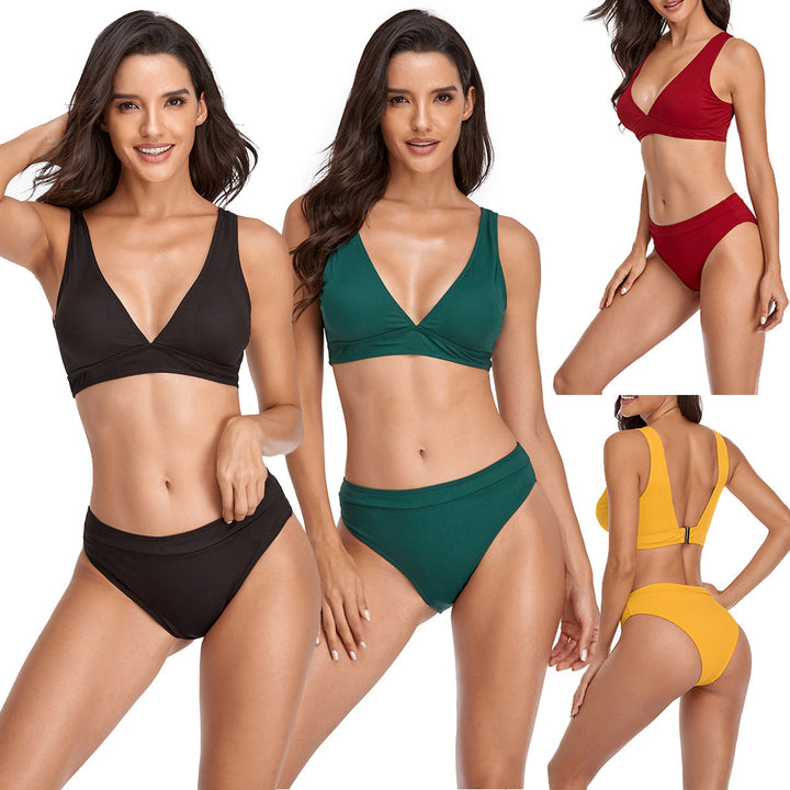 Women's triangle bikini set with fashionable cut and high waist StylebySassy