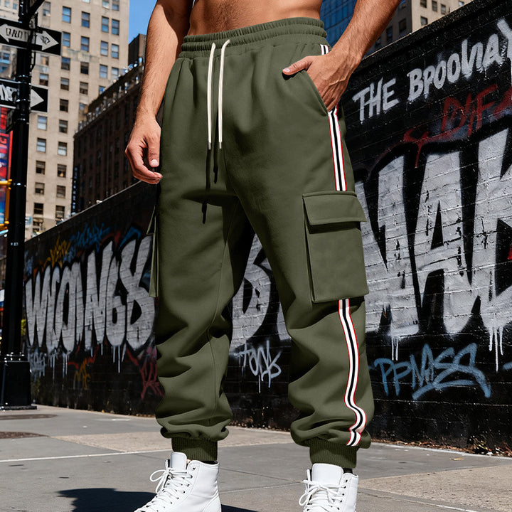 Men's cargo jogging pants with drawstring, side cargo pockets, and elastic cuffs StylebySassy