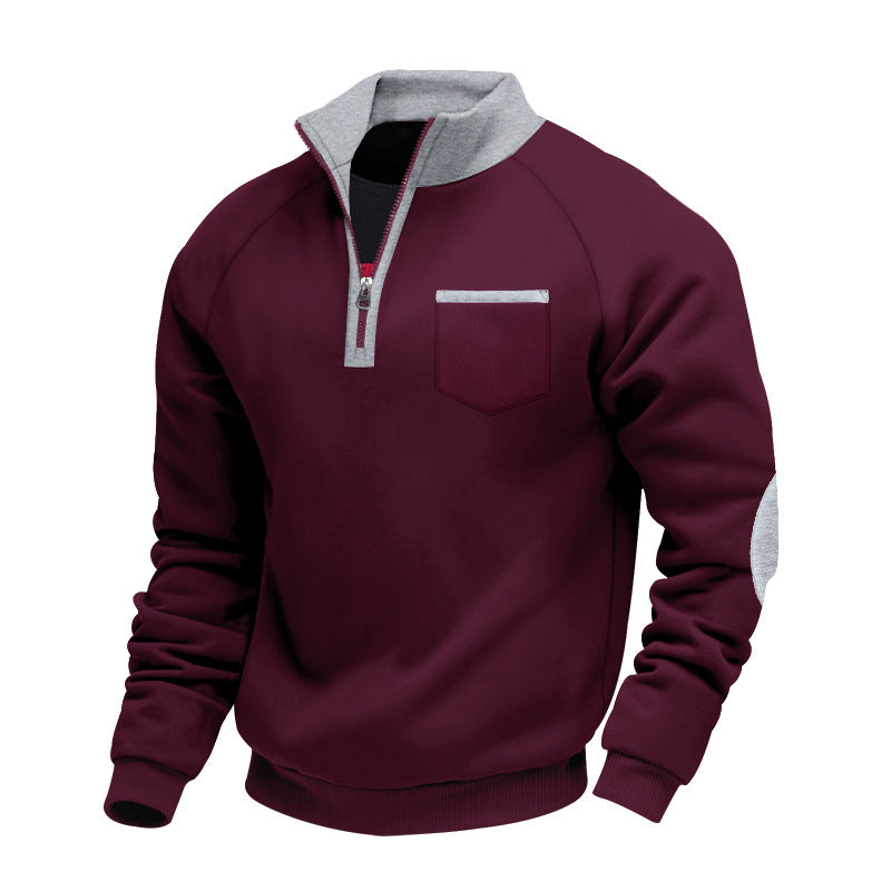 Men's Nano Fleece Half-Zip Pullover with Chest Pocket and Elbow Patches StylebySassy