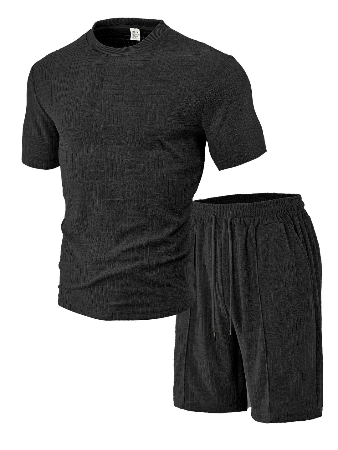 Men's nano relief structure lounge two-piece with short sleeve round neck and elastic drawstring Bermuda StylebySassy