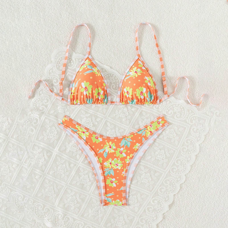 Women's floral triangle bikini with adjustable straps StylebySassy