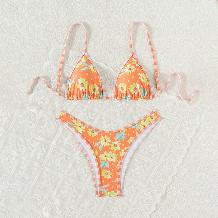 Women's floral triangle bikini with adjustable straps StylebySassy