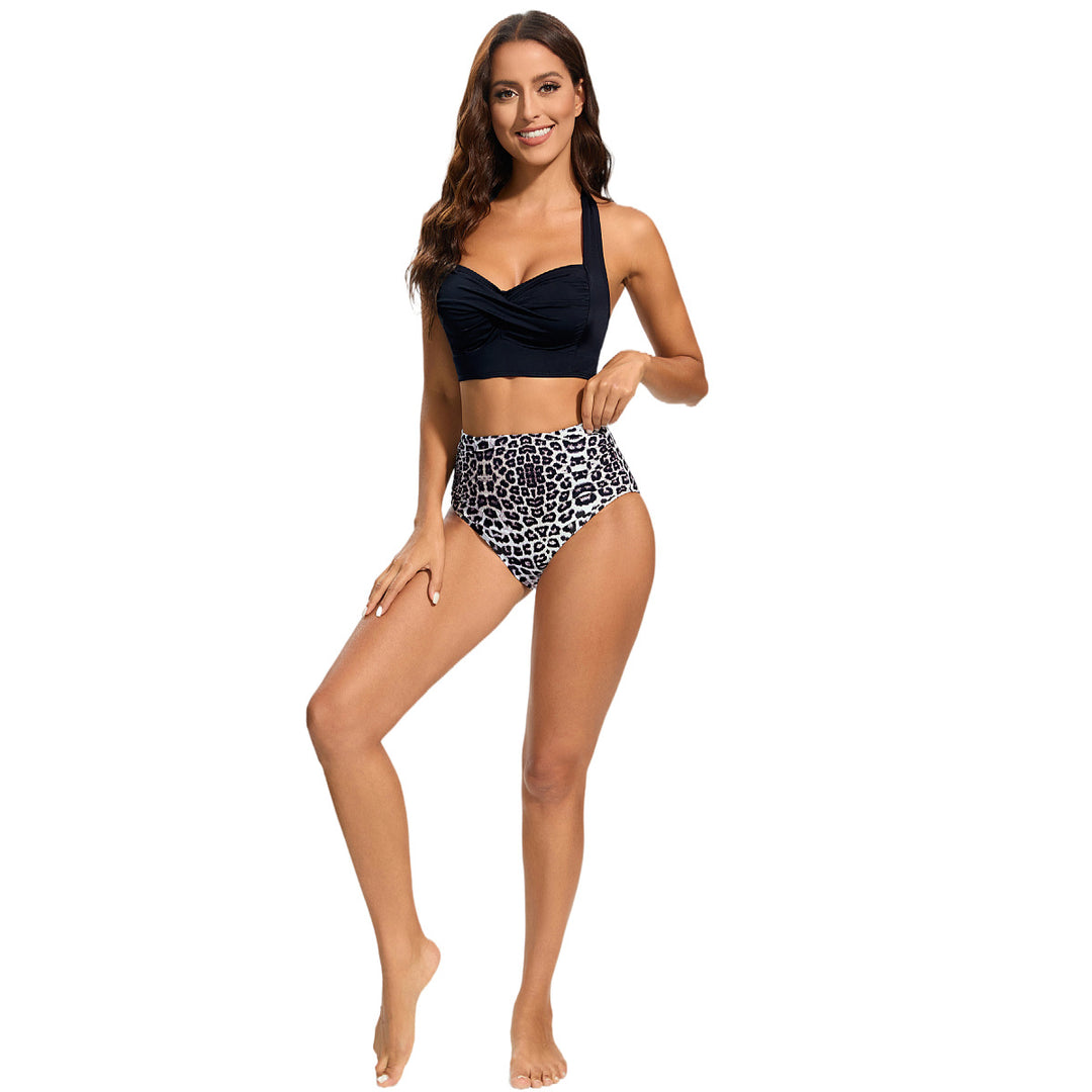 Women's High-Waisted Bikini Set with Padded Top and Leopard Design StylebySassy