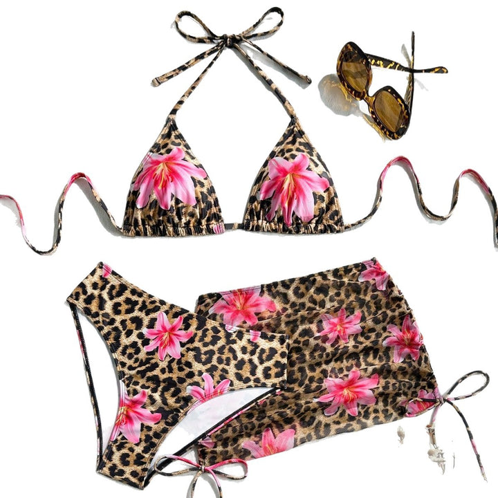 Women's Triangle Bikini with Transparent Wrap Skirt StylebySassy