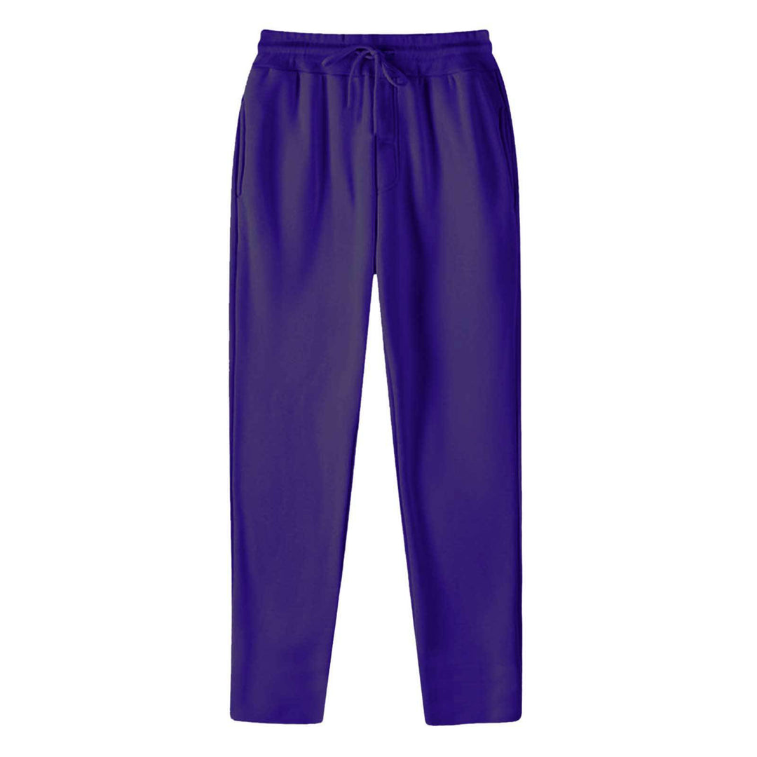 Men's straight-cut sweatpants made of mottled cotton blend with elastic waistband, drawstring, and side pockets StylebySassy