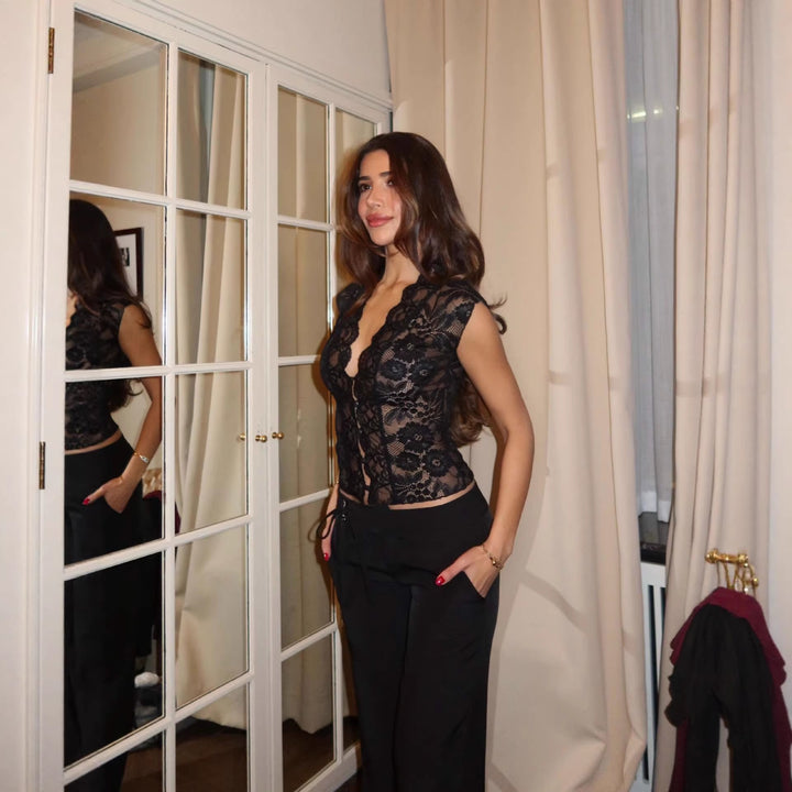 Women's lace bodysuits with elegant V-neck StylebySassy