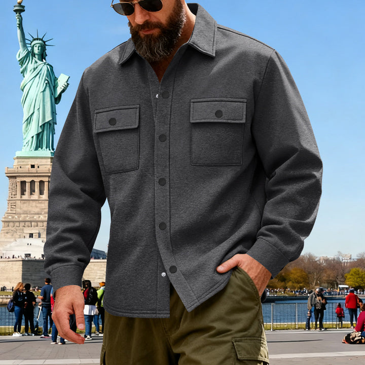 Men's casual shirt jacket made of cotton blend with applied chest pockets StylebySassy