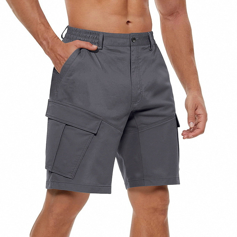 Men's button waistband Bermuda shorts with partially elastic back and applied flap pockets StylebySassy