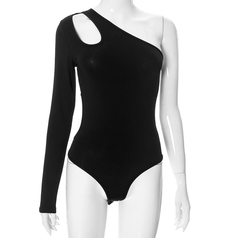 Women Off-Shoulder Bodysuit with Asymmetric Cut StylebySassy