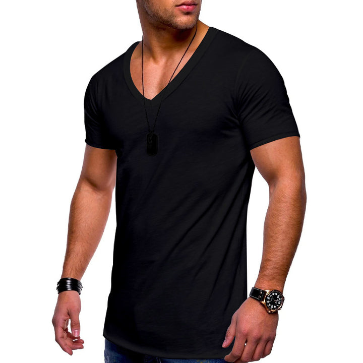 Men's V-neck T-shirt made of fine jersey with slim silhouette and flat seams StylebySassy