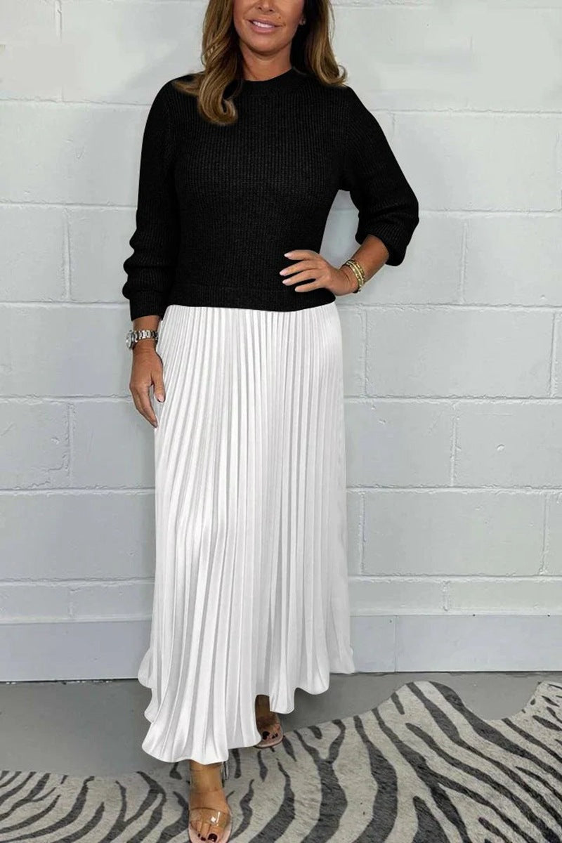 Women's nan pleated maxi skirt with elastic comfort waistband and softly falling pleats StylebySassy