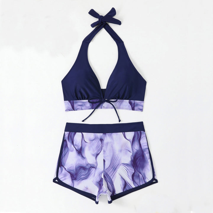 Women's Sporty Bikini Set with Deep V-Neck and Comfortable Shorts StylebySassy