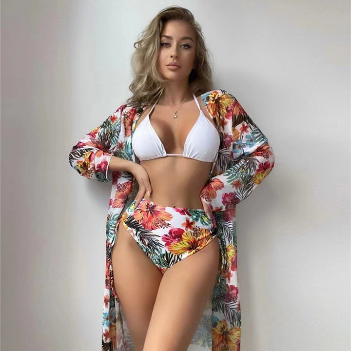 Women's bikini set with high waist and floral cover-up StylebySassy