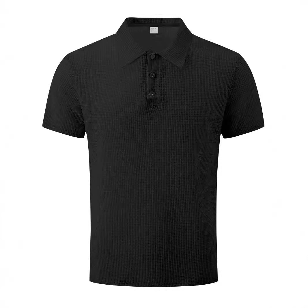 Men's nano microstructure polo shirt with shirt collar, subtle button placket, and breathable jersey StylebySassy