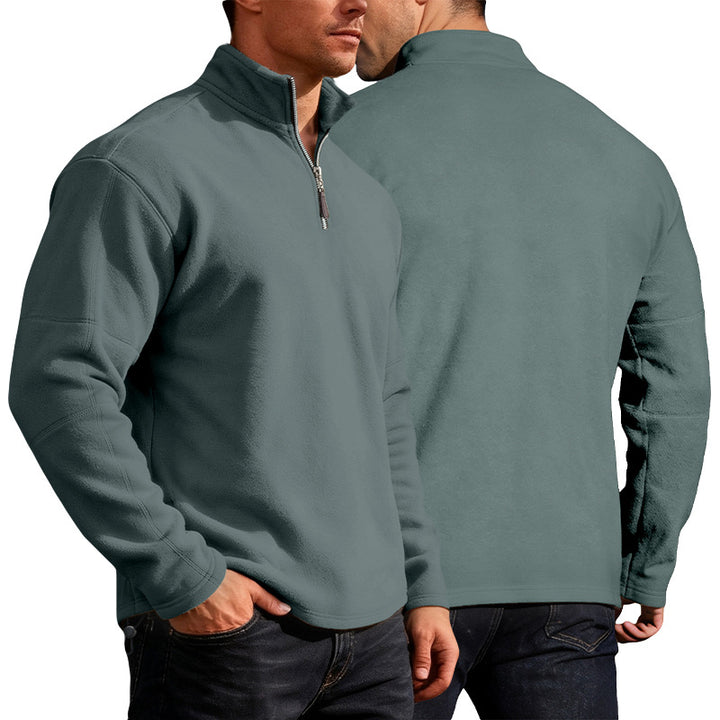 Men's lightweight microfleece performance pullover with short zipper raglan sleeves and shaping seams StylebySassy