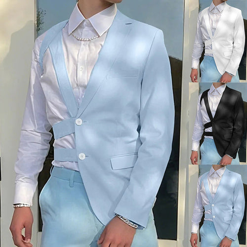 Women's nan asymmetrical blazer with strap details and lapel collar StylebySassy