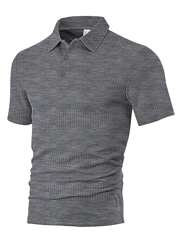 Men's body-hugging short sleeve polo made of elastic jacquard knit with shirt collar StylebySassy