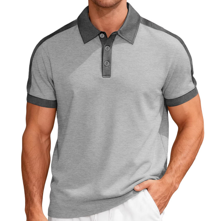 Men's nan Premium polo in retro contrast look with shirt collar and three-button placket StylebySassy