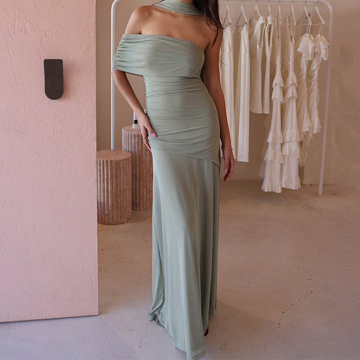 Women Refined Off-Shoulder Maxi Dress with Ruffle Details StylebySassy