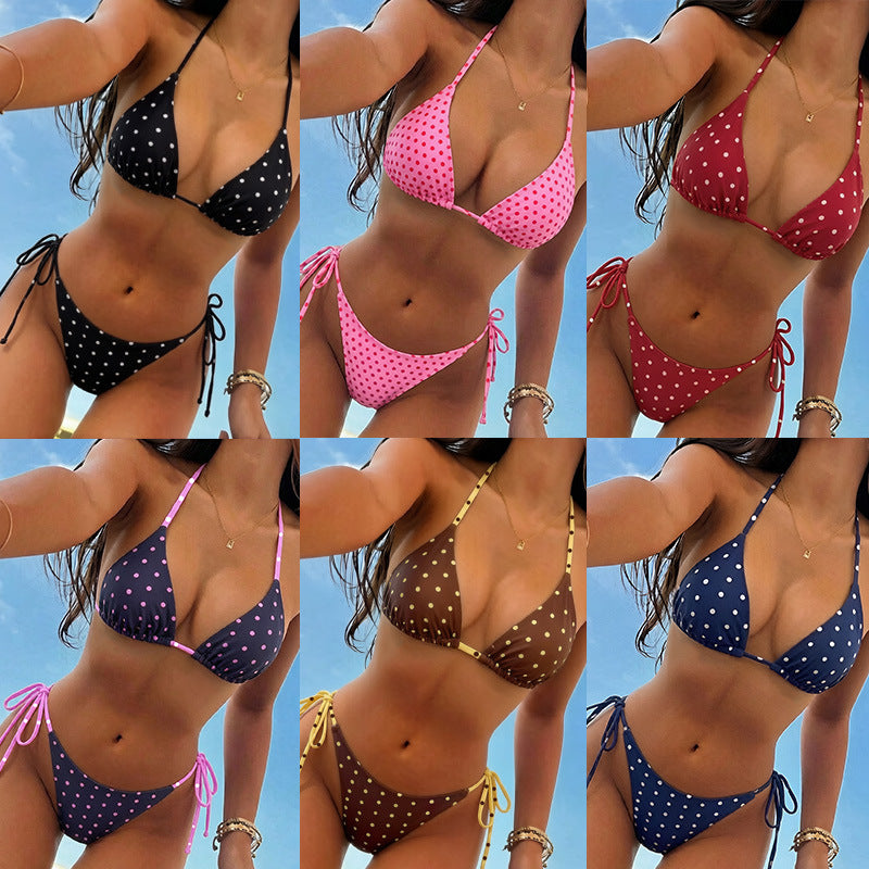 Ladies Polka-Dots Bikini with adjustable ties StylebySassy