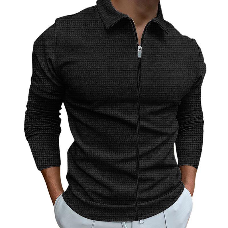 Men's tailored structured shirt jacket with turn-down collar and contrasting center zipper StylebySassy