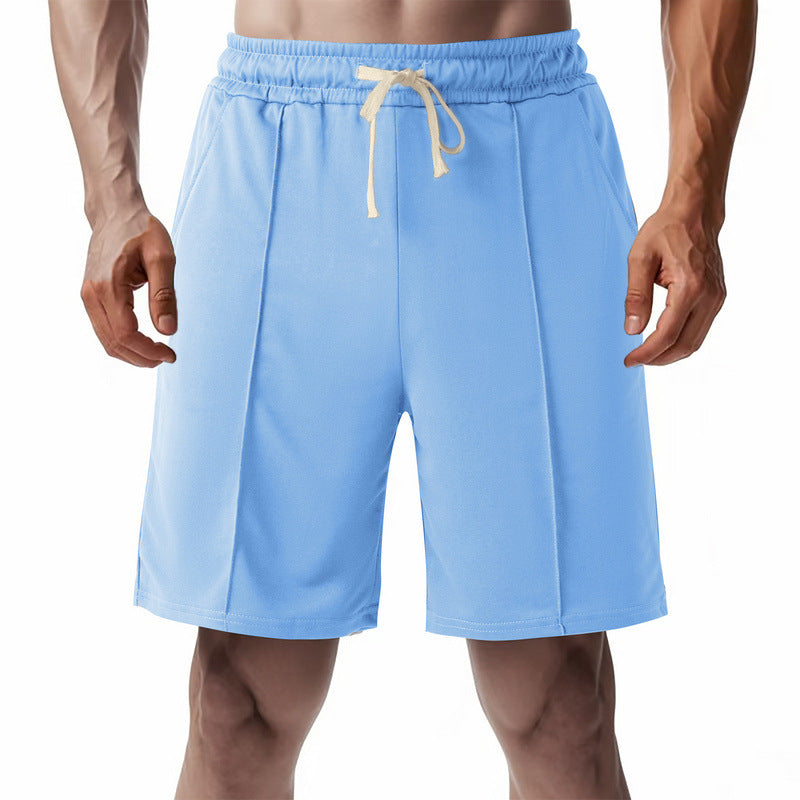 Men's knee-length relaxed Bermuda shorts with flat crease, elastic drawstring waistband and side pockets StylebySassy