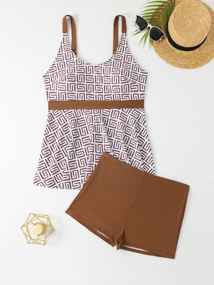 Ladies Fashionable Tankini with Sculptural Pattern Applications StylebySassy