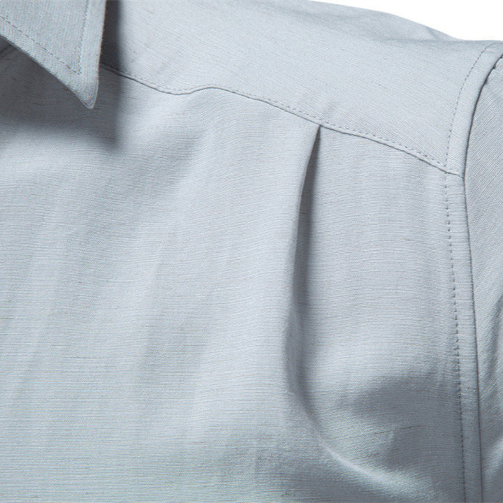 Men's structured linen shirt with Kent collar and tailored fit StylebySassy