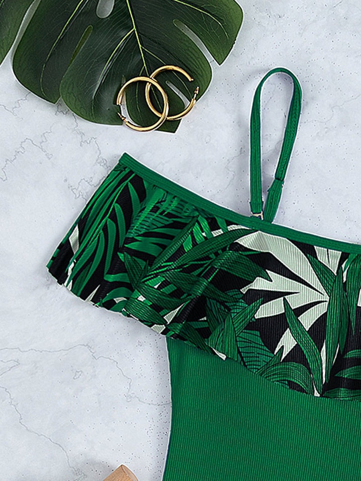 Women's One-Piece Swimsuit with Stylish Ruffles