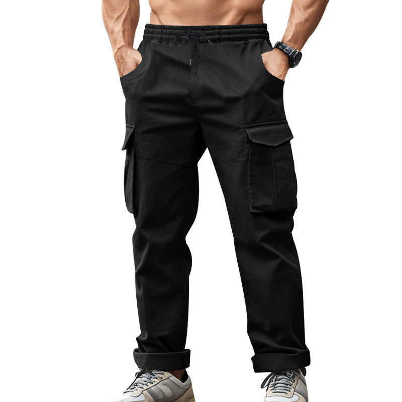 Men's urban cargo chinos in jogging style with elastic drawstring waistband and multifunctional pockets StylebySassy