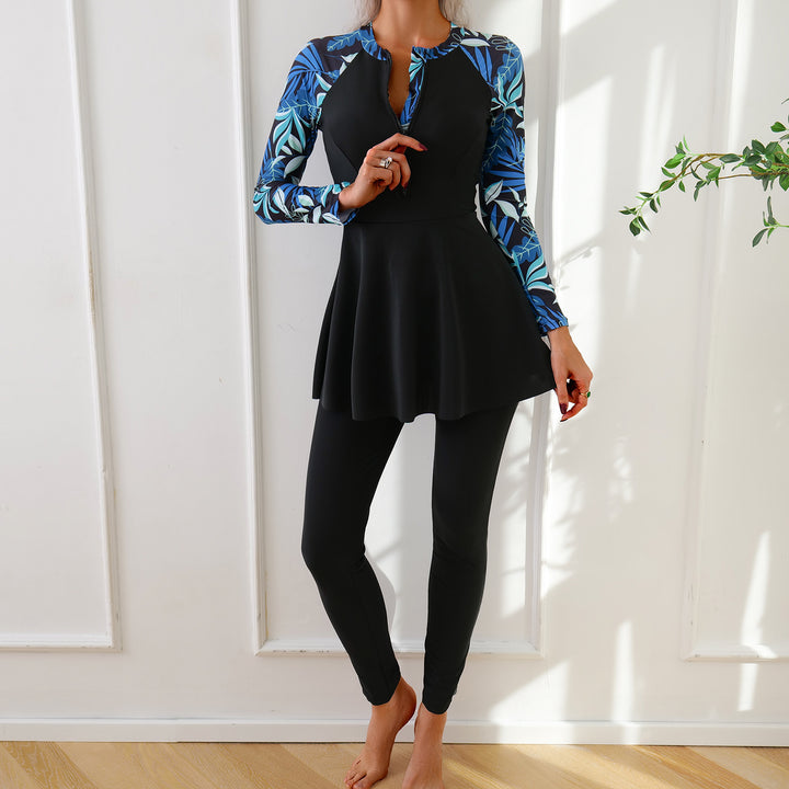 Women Fashionable Long Sleeve Swimsuit with Asymmetrical Cut StylebySassy
