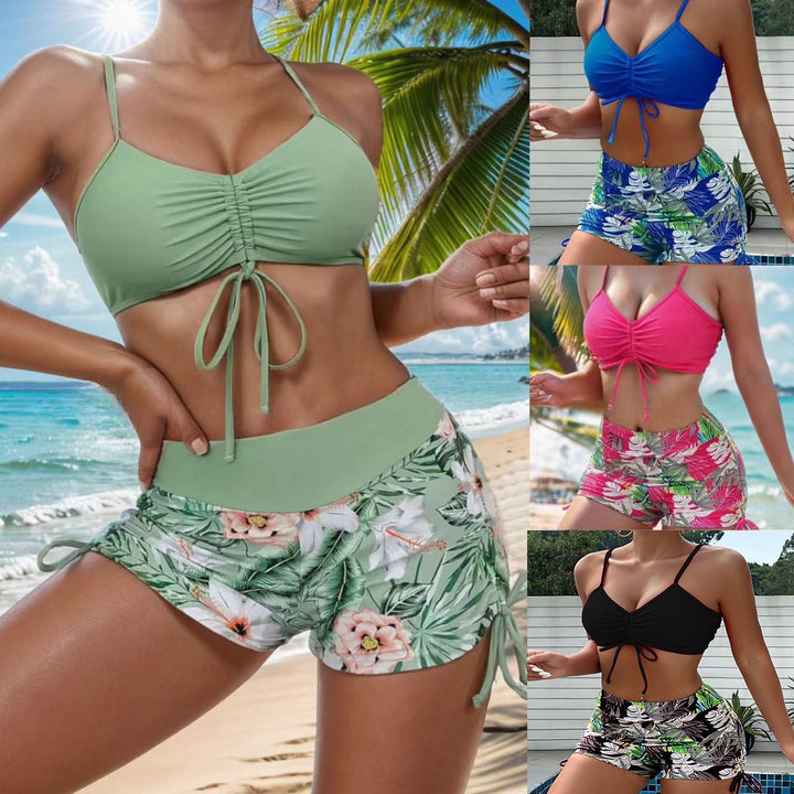 Women's Sporty Bikini Set with Adjustable Top and Decorative Shorts StylebySassy