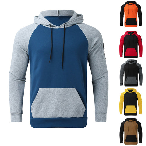 Men's raglan hoodie made of cotton blend with kangaroo pocket, sleeve pocket, and hood drawstring StylebySassy