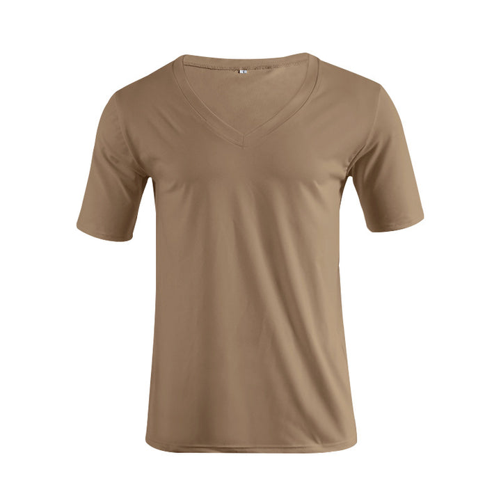 Men's V-neck T-shirt made of fine jersey with slim silhouette and flat seams StylebySassy