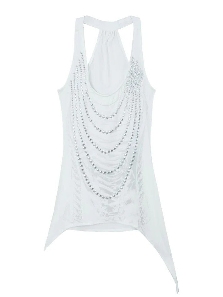 Women's Glittering Tank Top with Asymmetrical Cut StylebySassy