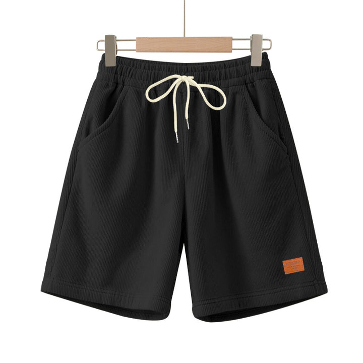 Men's casual Bermuda shorts made of finely structured cotton blend with elastic waistband and drawstring StylebySassy