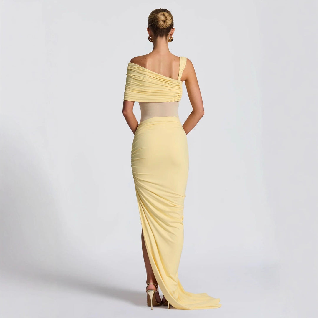 Ladies Elegant Wrap Dress with Asymmetric Cut and High Slit StylebySassy