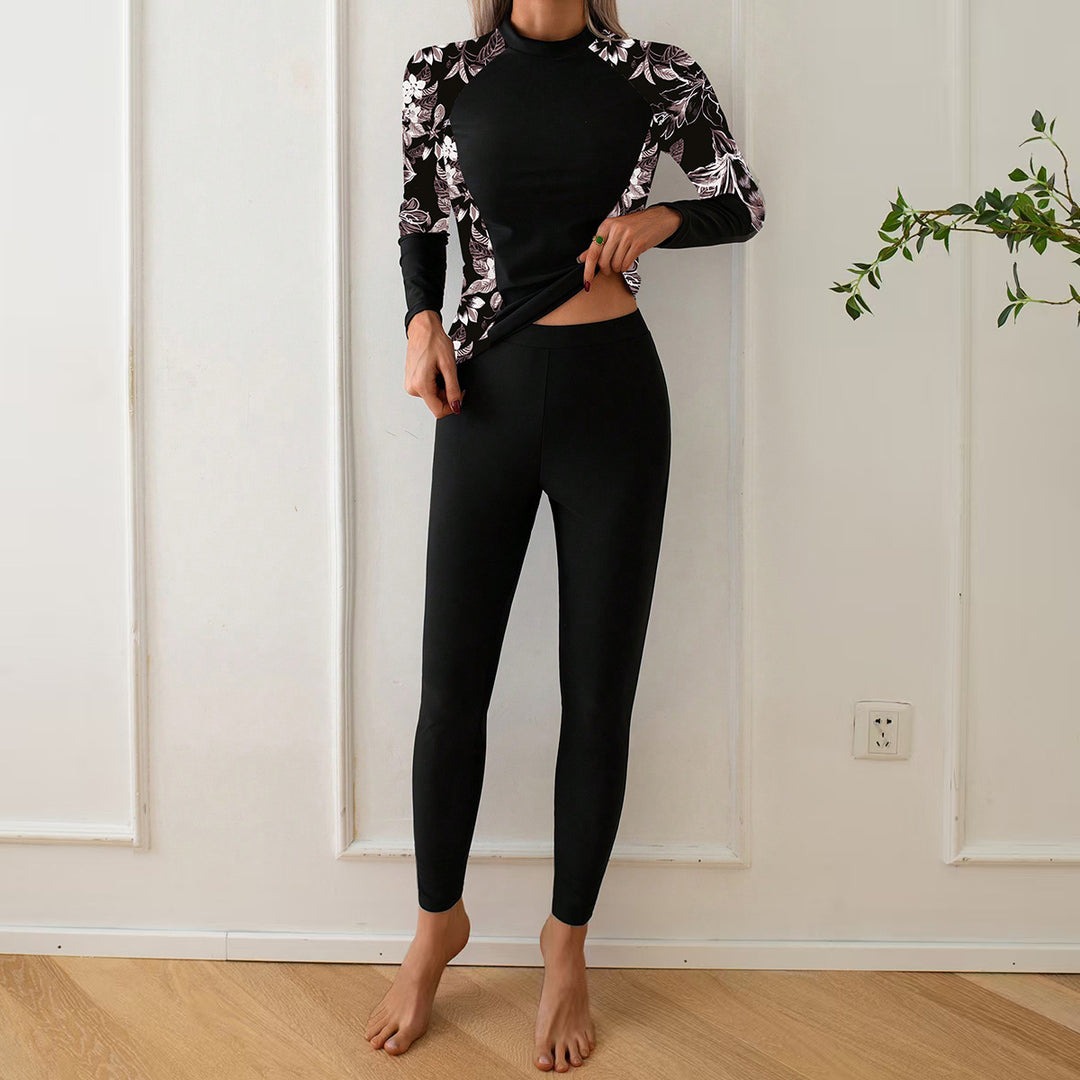 Women's Long Sleeve Rashguard with Floral Design StylebySassy