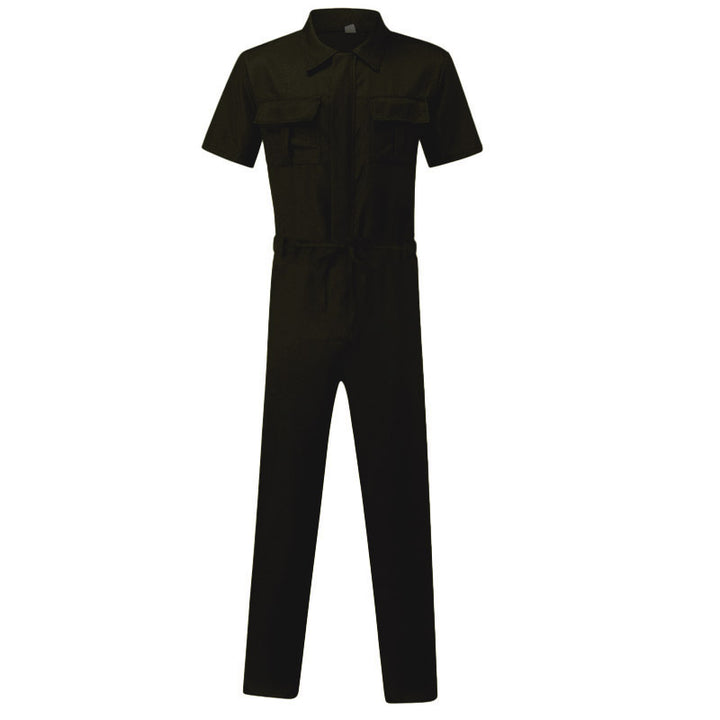 Men's short-sleeved overall work suit with concealed front closure and applied chest pockets StylebySassy