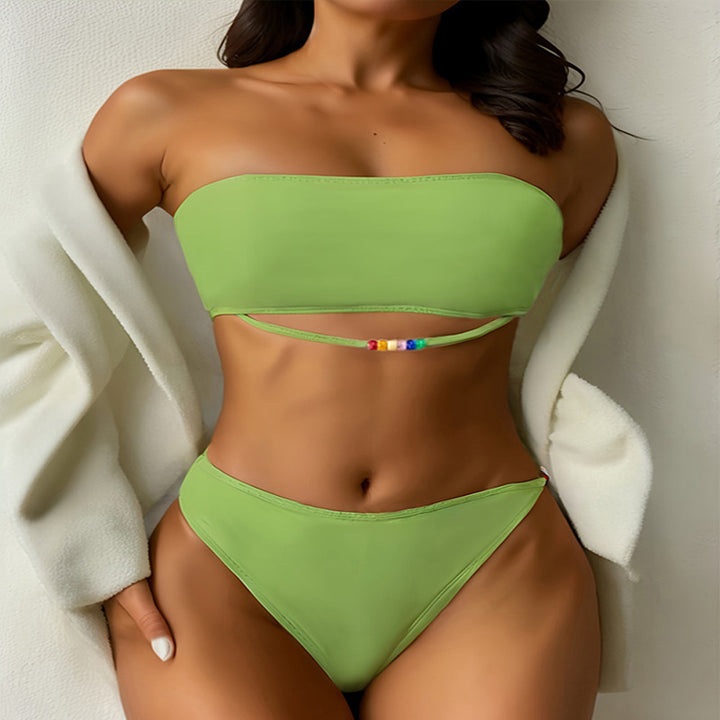 Women's bandeau bikini with adjustable tie band StylebySassy