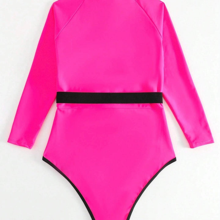 Women's Sporty Long Sleeve Swimsuit with Zipper StylebySassy