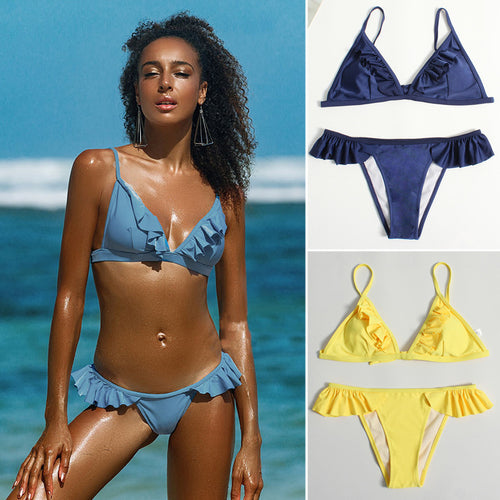 Women Triangle Bikini with Ruffles StylebySassy