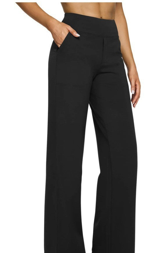 Women's flowing high-waist pants with extra wide leg, elastic comfort waistband and side pockets StylebySassy