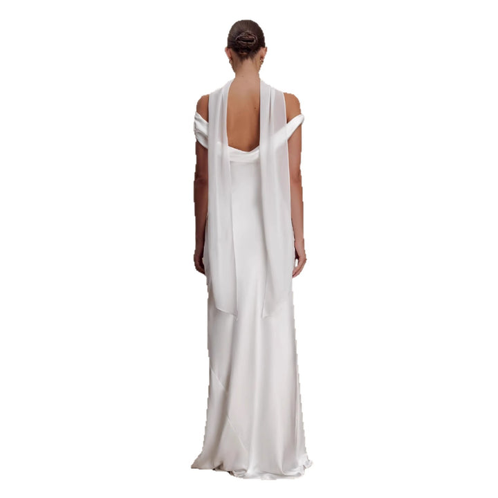Women's Elegant Satin Evening Dress with Off-the-Shoulder Design StylebySassy