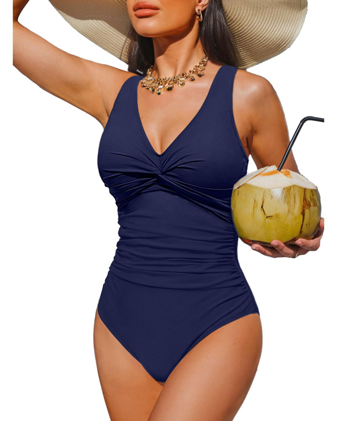 Ladies Elegant One-Piece Swimsuit with Fashionable Twist StylebySassy