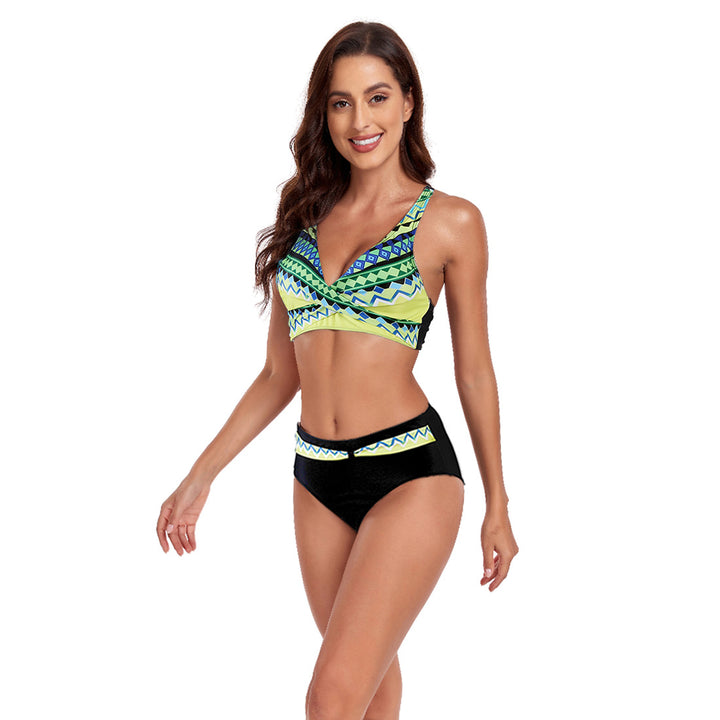 Women's sporty bikini set with trendy cut and modern graphic design StylebySassy