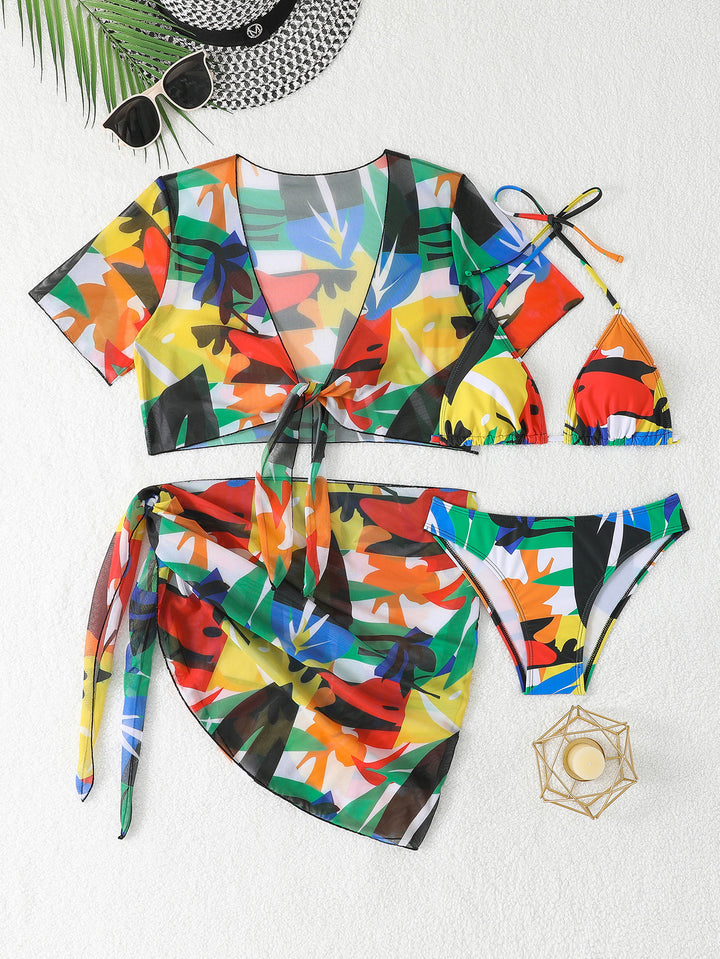 Women's bikini set with transparent top and stylish wrap skirt StylebySassy