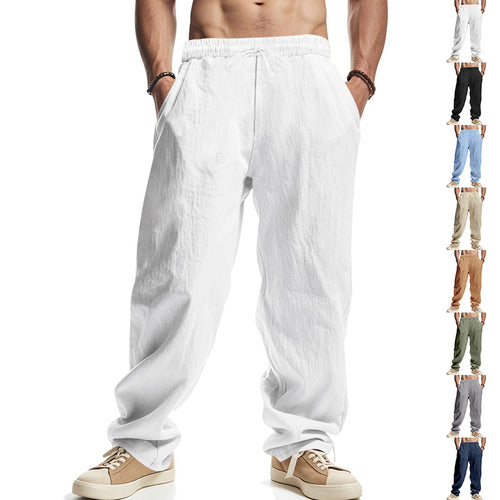 Men's loose leisure pants with elastic waistband, drawstring, and deep side pockets StylebySassy
